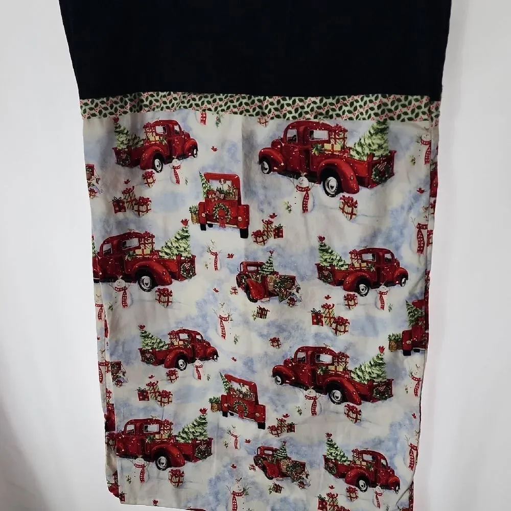Set Of 2 Red Truck & Snowman Holly Trimmed Pillowcases